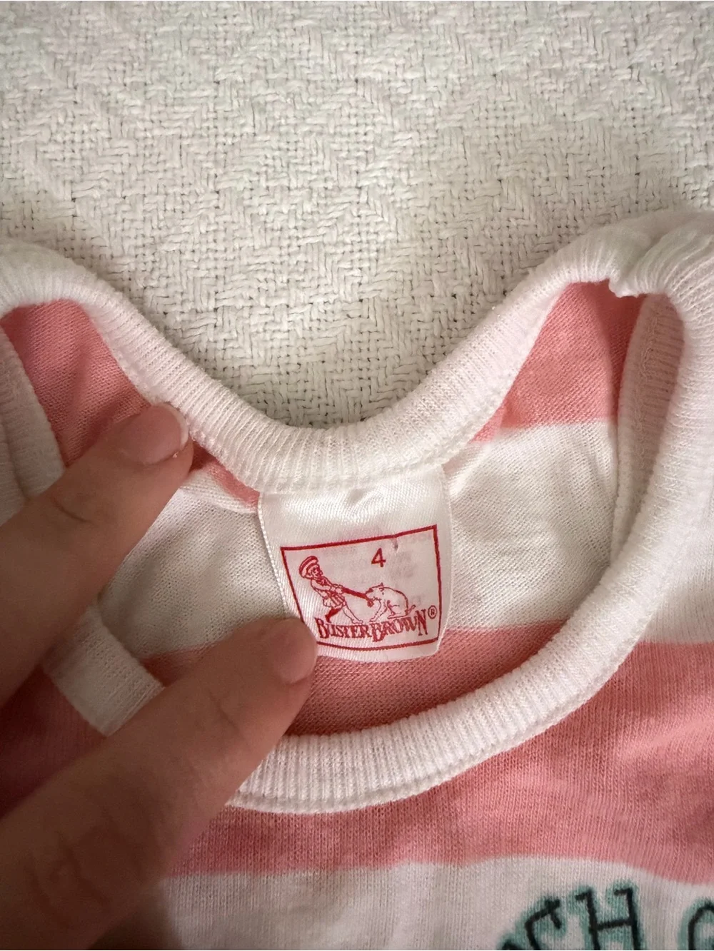 Buster Brown Vintage Pink and White Striped  Graphic Tank and Short Set
